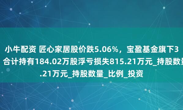 小牛配资 匠心家居股价跌5.06%，宝盈基金旗下3只基金重仓，合计持有184.02万股浮亏损失815.21万元_持股数量_比例_投资